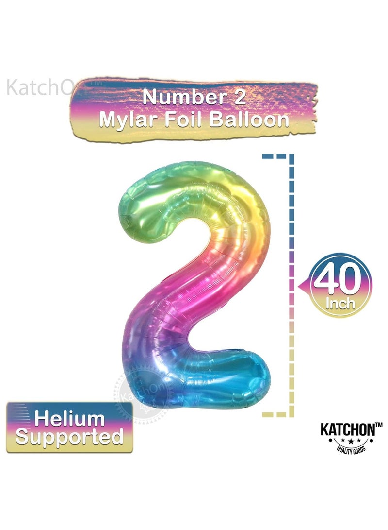 KATCHON Jelly Rainbow Number 2 Balloon for 2nd Birthday and Anniversary Party Decorations - Image 2