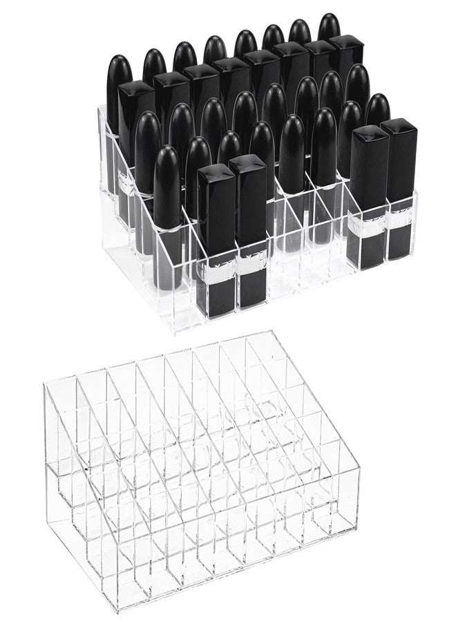 Hedume 2 Pack Lipstick Holder, 40 Slot Acrylic Lipstick & Makeup Organizer, Clear Cosmetic Display Case for Lipstick, Brushes, Bottles - Image 1