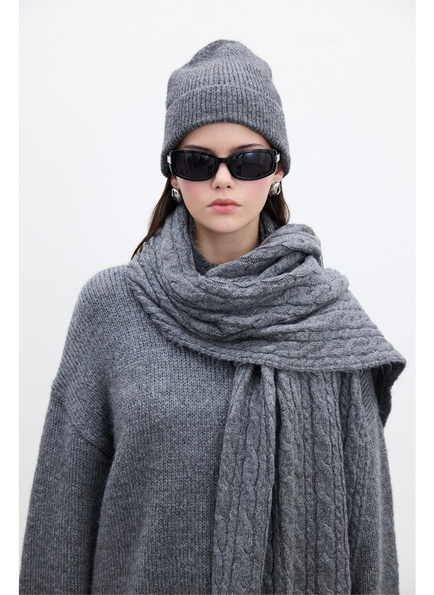 Manuka Hair Braided Scarf Anthracite  - Image 1