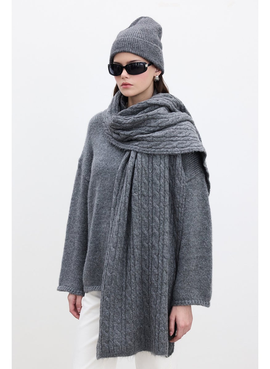 Manuka Hair Braided Scarf Anthracite  - Image 3
