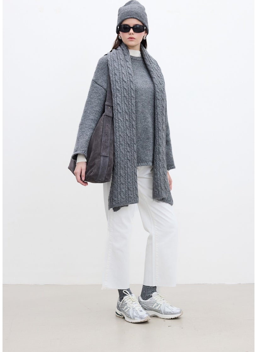 Manuka Hair Braided Scarf Anthracite  - Image 2