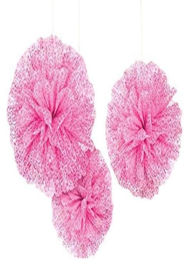 Amscan Bright Pink Fluffy Decorations 3pcs