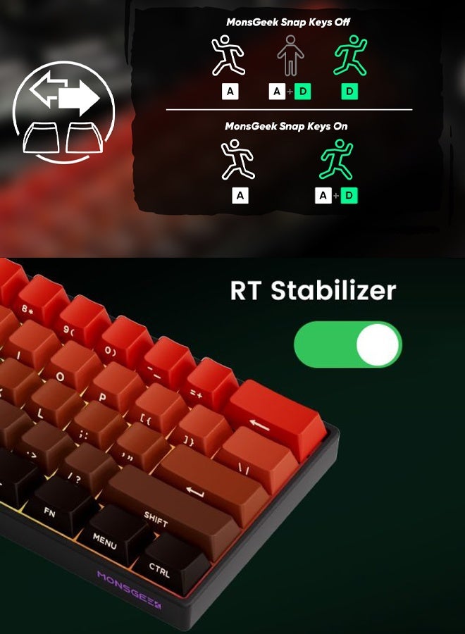 Akko MonsGeek FUN60 Gaming Keyboard with 0.01mm Triple Mode Switches, 8K SP ARGB, HE/TMR Quick Trigger, and Magnetic Customisation - 60% Flame Gradient Translucency - Image 4