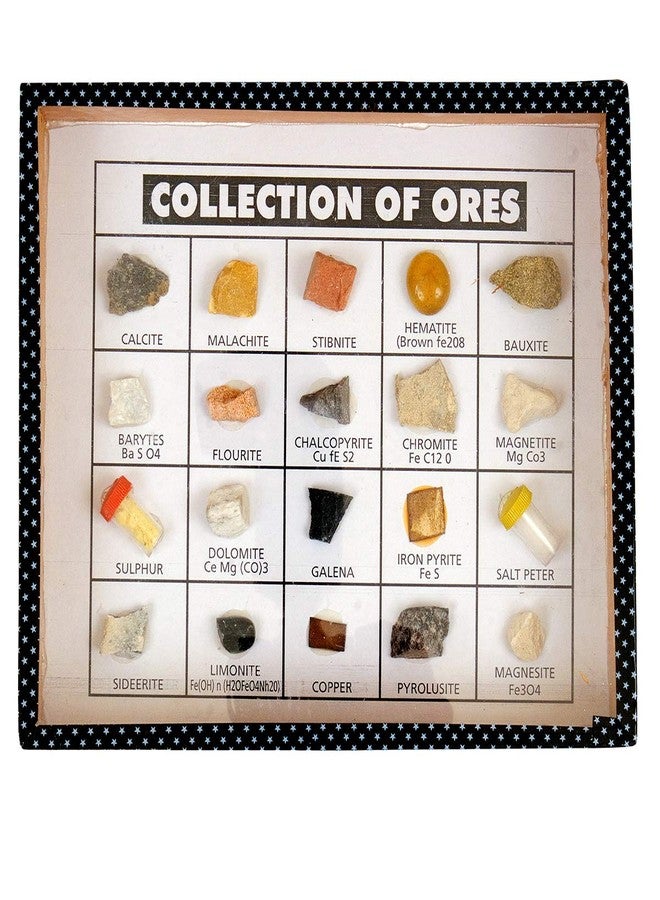 SquareDrop Collection of Ores with All Ores Samples in Wooden Box - Chemistry - Physics Teaching Hands-On Tools for Students and Teachers - Image 1