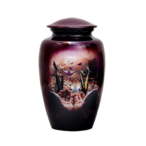 HLC Butterfly Purple Finish Cremation Urn for Human Ashes - Adult Funeral Urn Handcrafted - Affordable Urn for Ashes (Adult 200 lbs) – 10.5 x 6 “, Cremation Urn - Image 2