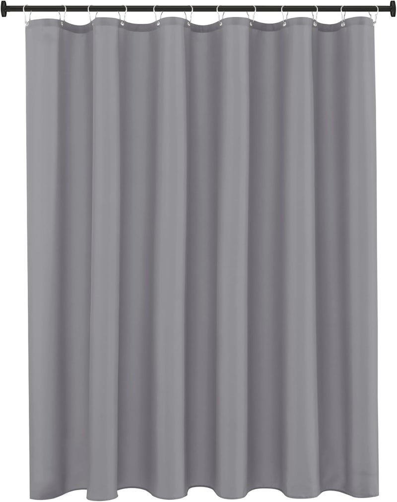 Biscaynebay Fabric Narrow Shower Stall Liners 54" Width by 72" Length, Silver Grey Water Resistant Bathroom Curtains, Rust Resistant Grommets (9 Holes) Weighted Bottom Machine Washable - Image 1