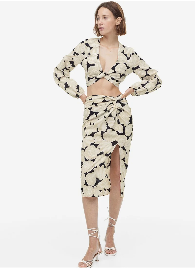 H&M Puff Sleeve Floral Crop Top
