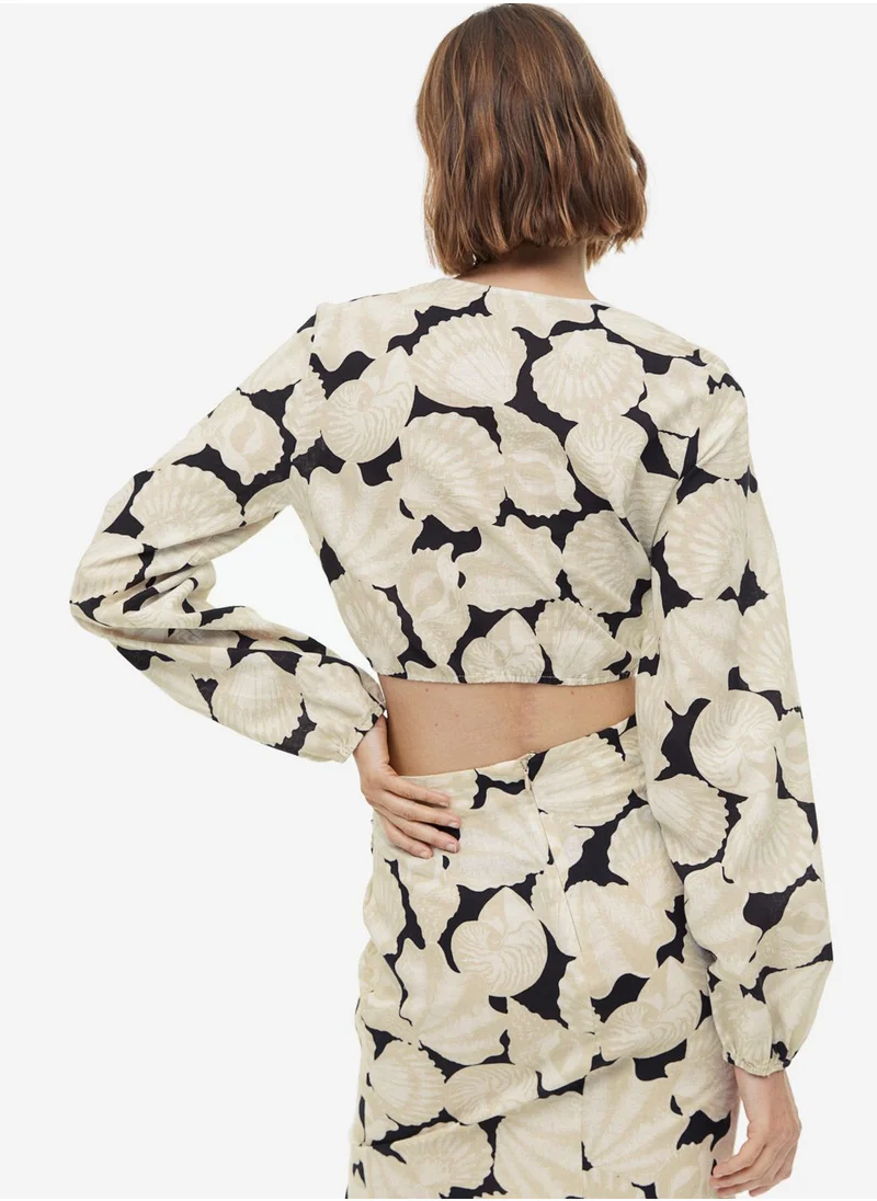 H&M Puff Sleeve Floral Crop Top