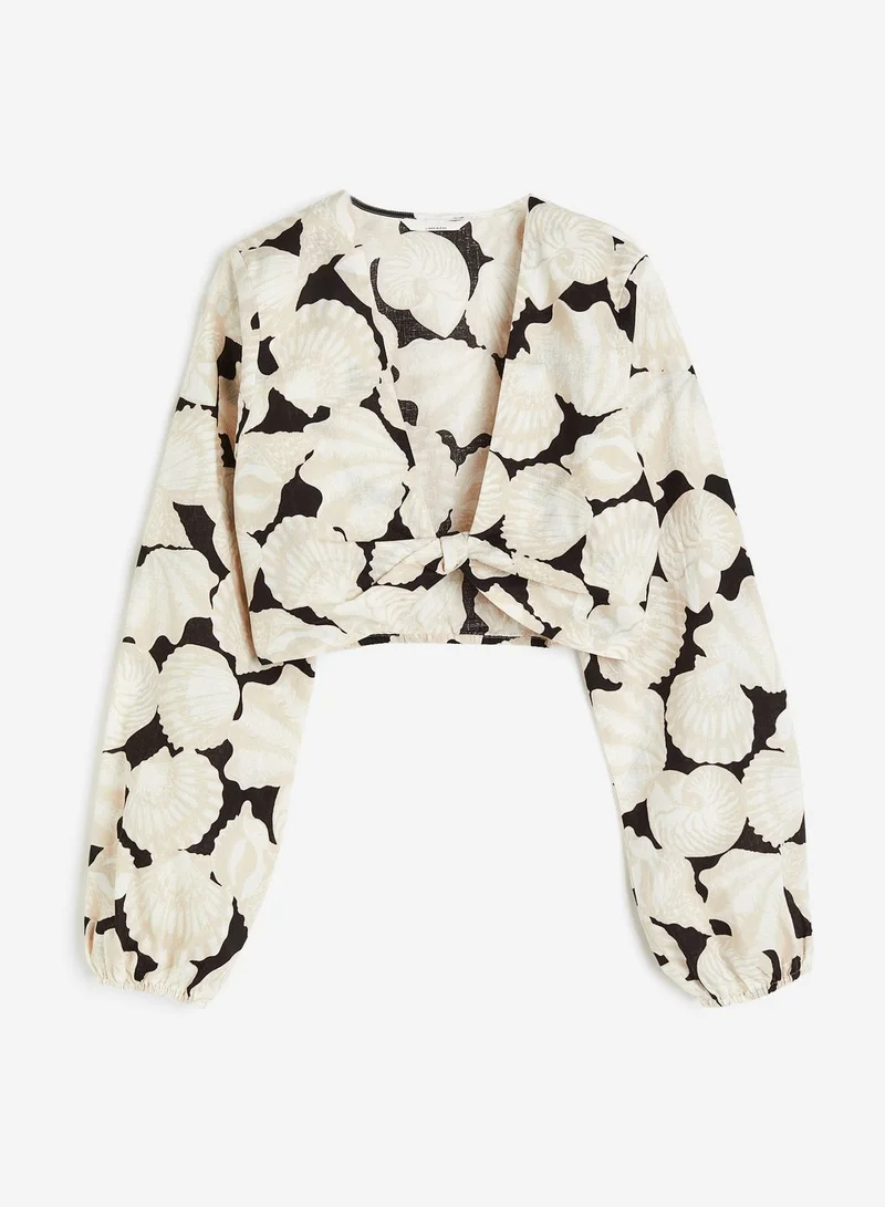 H&M Puff Sleeve Floral Crop Top