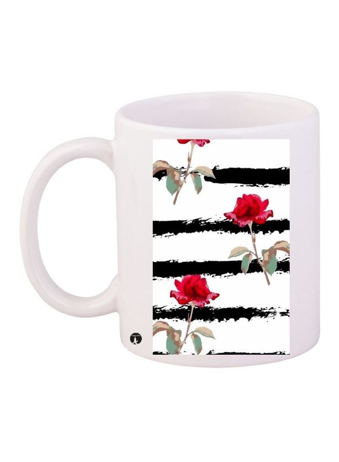 RYN Flowers Printed Coffee Mug White/Black/Red 11ounce