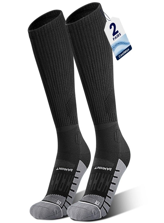 Rahhint Coolmax 20-30 mmHg Compression Running Socks, Long Distance Anti Blister Cushion Moisture Wicking Tall Athletic Socks - Image 1