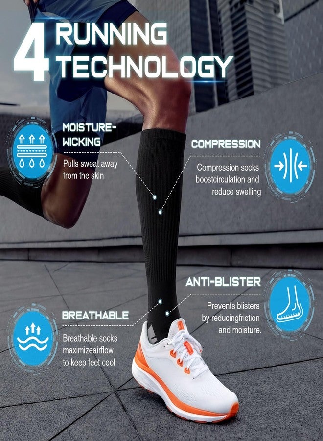 Rahhint Coolmax 20-30 mmHg Compression Running Socks, Long Distance Anti Blister Cushion Moisture Wicking Tall Athletic Socks - Image 4