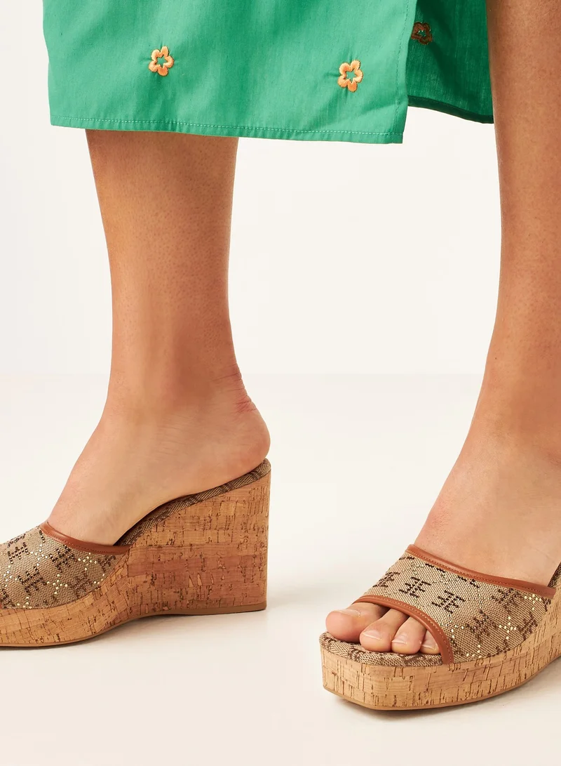 ايل Women's Studded Slip On Wedge Heel Sandals Ramadan Collection
