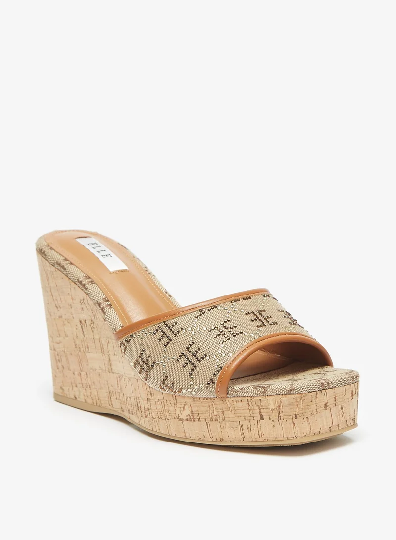 ايل Women's Studded Slip On Wedge Heel Sandals Ramadan Collection