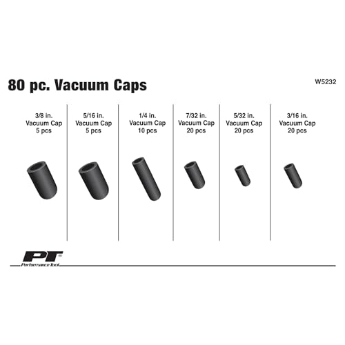 Performance Tool W5232 Vacuum Cap Assortment (80 Piece) , Black - Image 2