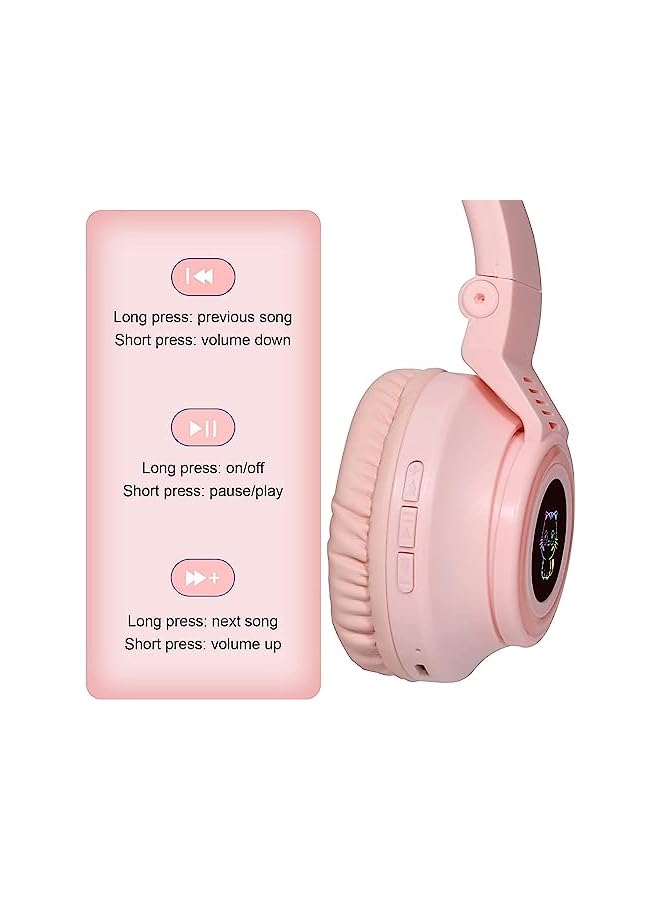 Excefore Wireless Bluetooth Headphones Kids Headphones Over Ear Cat Ear Led Light Up Bluetooth Foldable Headphones For Girls Toddlers Kids Headphones For Amazon Fire Tablet Laptop Ipad School - Image 4