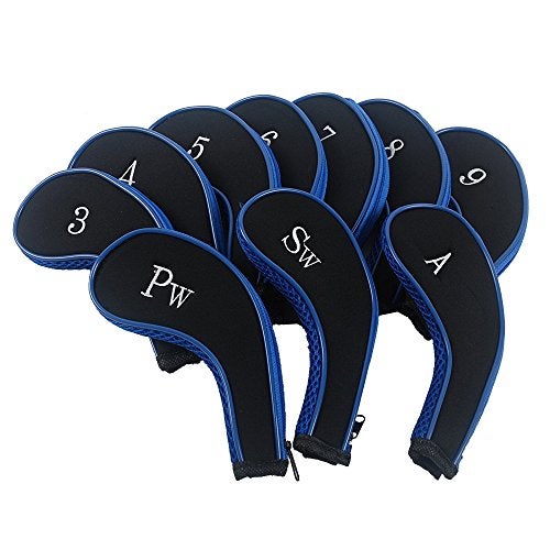 VideoPUP 10PCS Golf Iron Head Covers Long Neck Iron Zippered Golf Club Headcovers Protect Set - Image 1