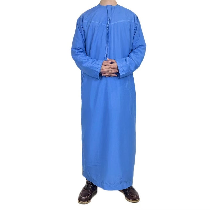ثوب رجالي طويل بتصميم تقليدي، ألوان ومقاسات متعددة، ملابس كاجوال - Image 1