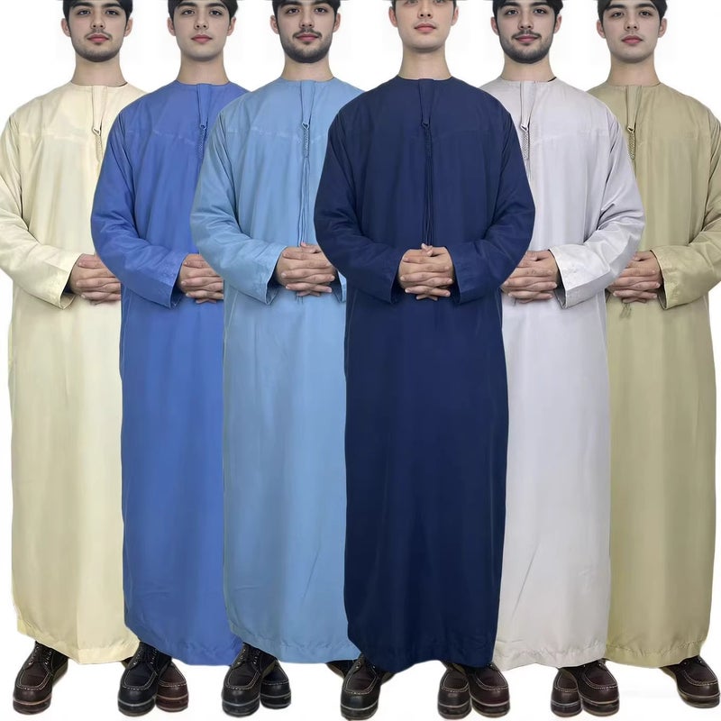 ثوب رجالي طويل بتصميم تقليدي، ألوان ومقاسات متعددة، ملابس كاجوال - Image 2