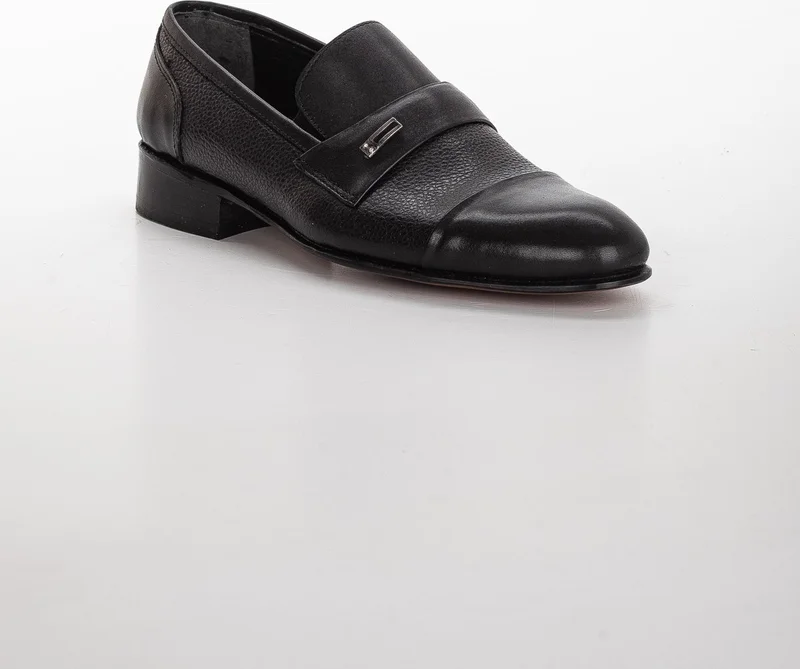Dilimler Ayakkabı Slices Shoes Genuine Leather Leather Pieced Loose Black Men's Classic