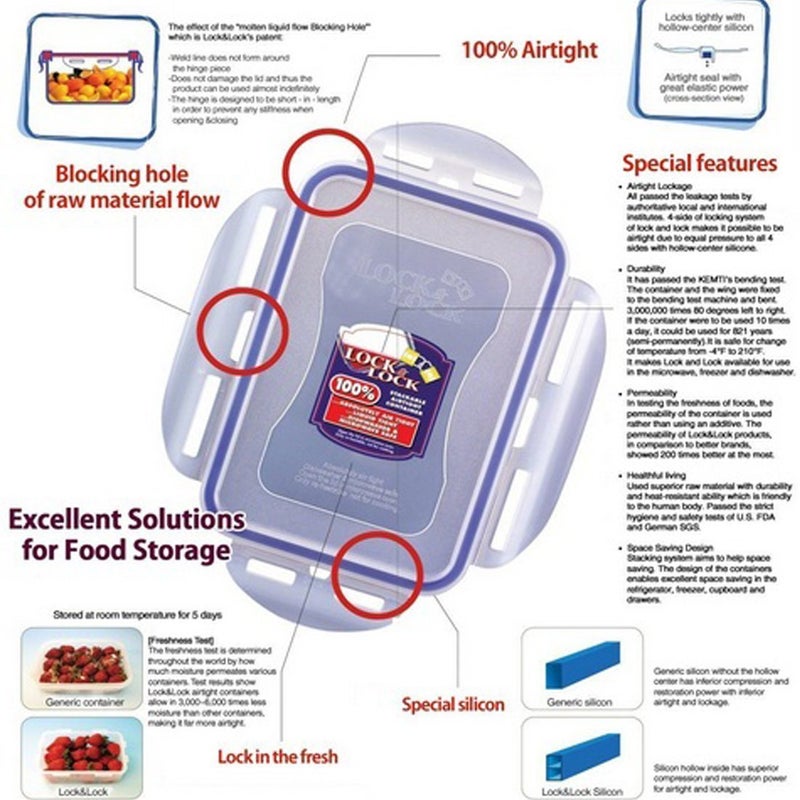LOCK & LOCK LocknLock Round Short Food Storage Container 600ml - Airtight Leak Proof - BPA Free, Microwave & Dishwasher Safe - Image 2
