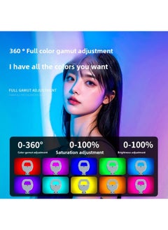 General Clamp-on Led Ring Light Mobile Phone Fill Light Portable Photography Selfie Handheld Live Beauty Pocket Light-Specifications:Ring Fill Light 【three-tone Light Charging Model】 + Desktop Tripod + Pan/  - Image 5