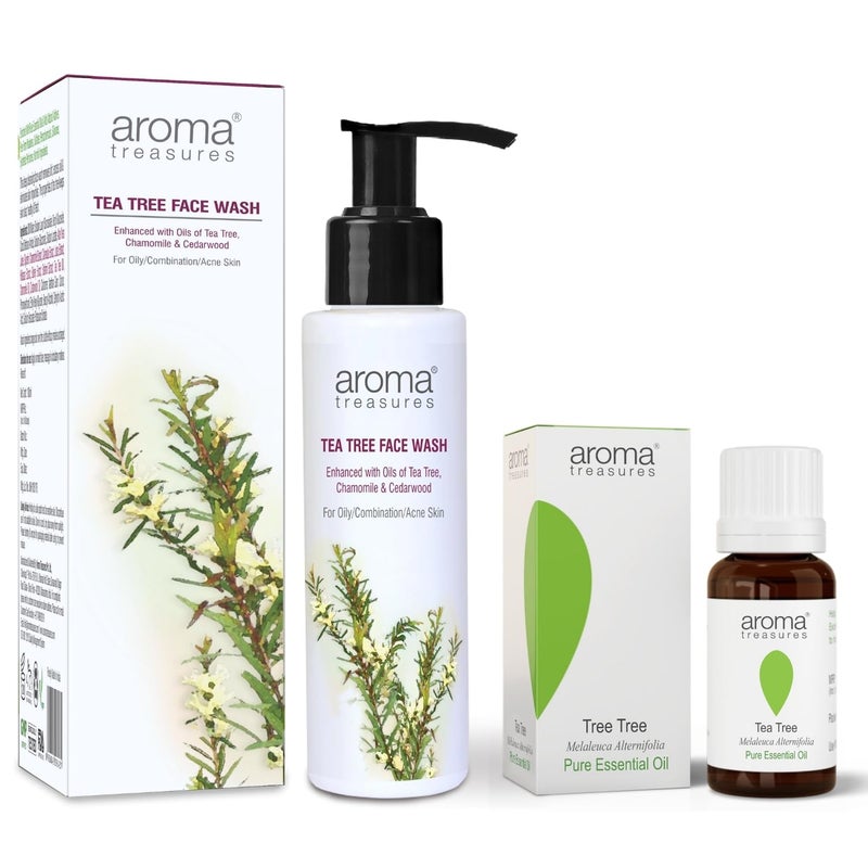 Aroma Treasures combo of Tea tree essential oil  Tea Tree face Wash - Image 1
