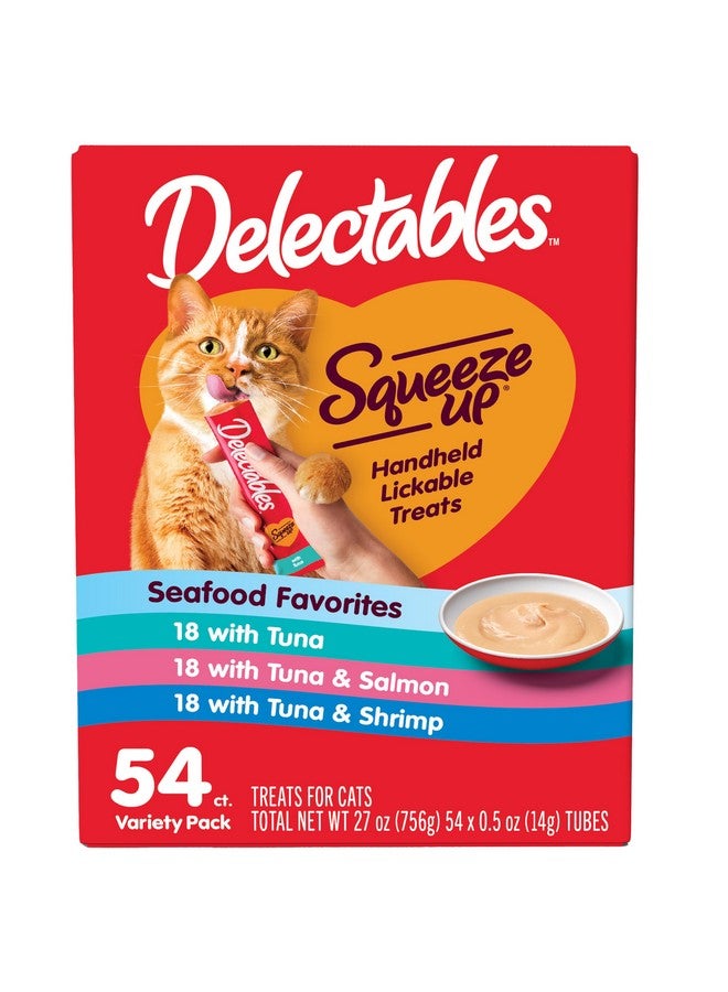 هارتز مجموعة متنوعة من المأكولات البحرية من ديلكتابلز، هريس كريمي قابل للعصر، مكافآت قطط رطبة قابلة لللعق، خالية من الحبوب، بدون مواد مالئة مضافة، بدون منتجات ثانوية، بدون مواد حافظة مضافة، أنبوب 0.5 أونصة، 54 أنبوبًا إجمالاً - Image 1