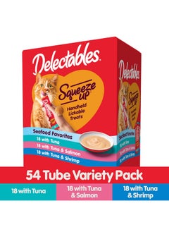 Hartz Delectables Squeeze Up Seafood Variety Pack, Creamy Squeezable Puree, Lickable Wet Cat Treats, Grain Free, No Added Fillers, No by-Products, No Added Preservatives, 0.5 Ounces Tube, 54 Tubes Total  - Image 4