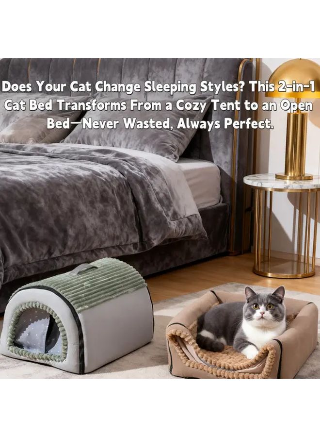 Brown XXL Soft Plush Pet Bed House For Dogs Fur Kids Pretend Cute Immersive Privacy Hideout Secret Nook - Image 4
