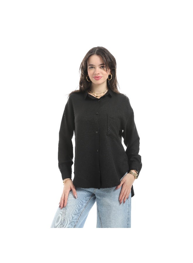 Master Jeans Classic Button-Down Shirt, Women's Long Sleeve, Relaxed Fit, Linen - Image 1