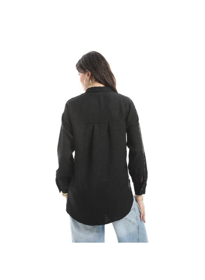 Master Jeans Classic Button-Down Shirt, Women's Long Sleeve, Relaxed Fit, Linen - Image 3