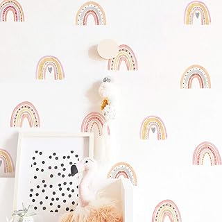 funlife 72 PCS Small Watercolor Heart Rainbow Wall Decals Peel and Stick, Self Adhesive Colorful Rainbow Wall Sticker - Image 1