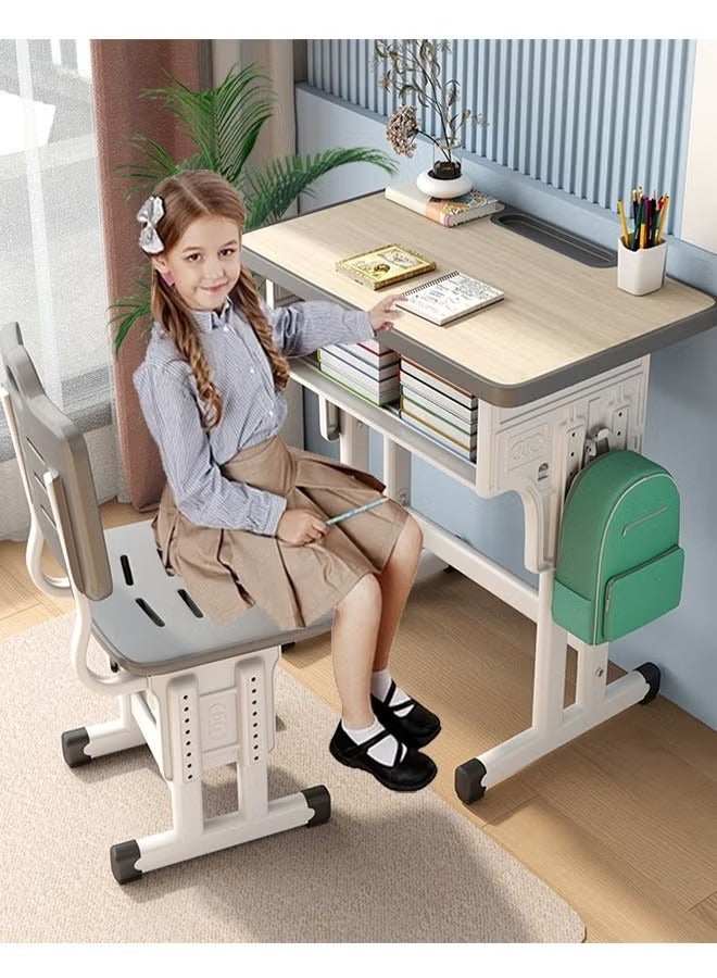 ZUIHAO Kids Study Desk and Chair Set School Student Writing Desk Study Table and Chair Set with Storage Drawer  - Image 1