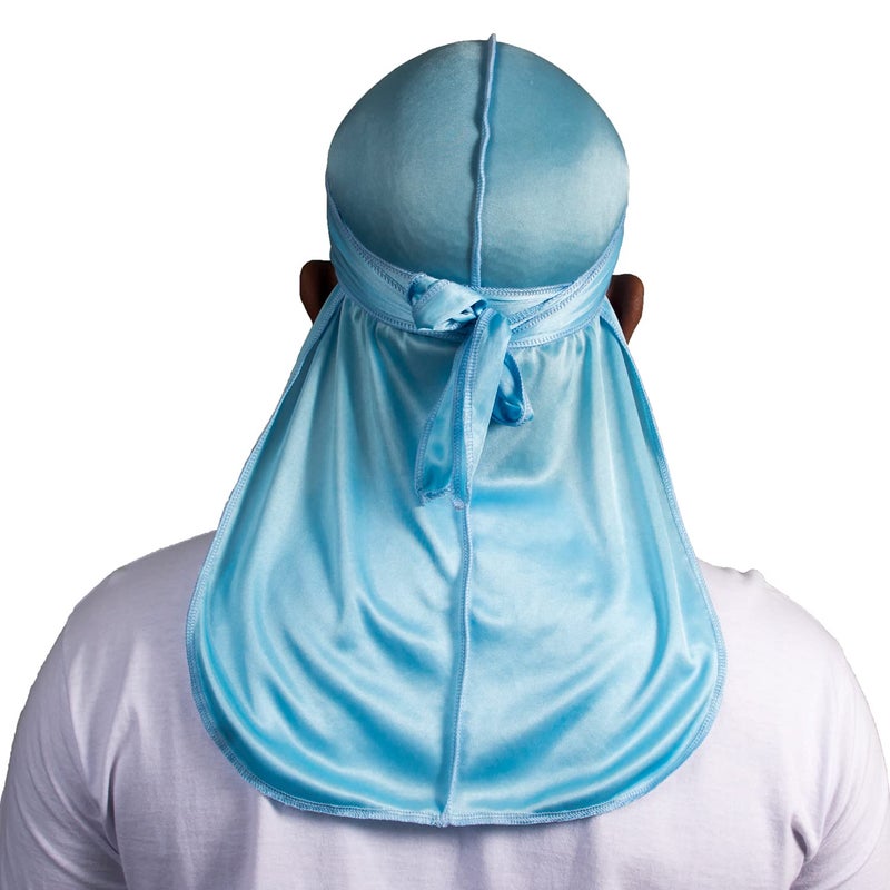 ForceWave Silky Durag for Men Wave Cap Satin Dorag for Men Women 360 Wave (SBlue) - Image 4