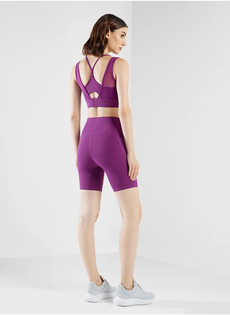 فورورد Sheer Mesh Panel Detail Sports Bra & Short Set