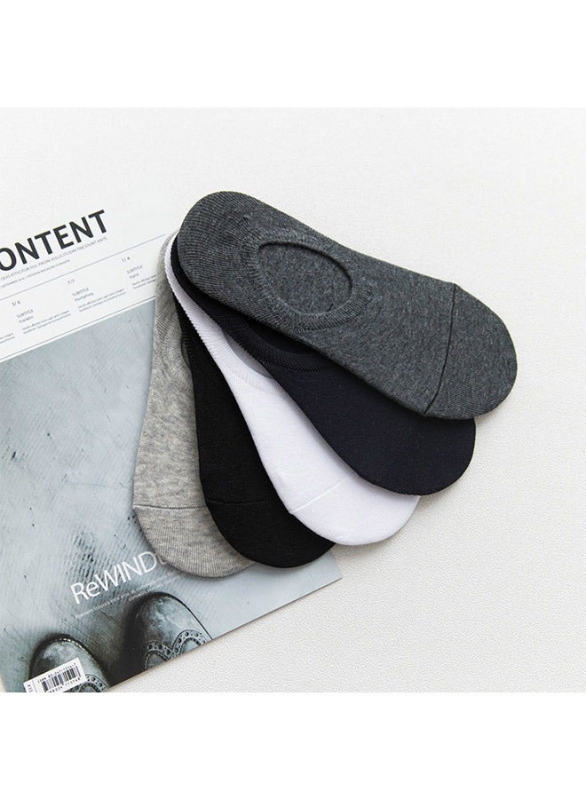 Pack Of 5 Pairs Of Round mouth Low Cut Socks Black/White/Blue
