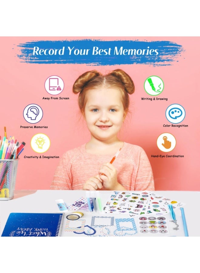 Capstro DIY Journal Kit – SH014 Blue Diary Set with Notebook, Stickers, Glitter Tapes, Bookmarks & Tassel Pendant – Scrapbook & Stationery Craft Box for Kids Age 4+ – Creative Gift for Boys & Girls - Image 4