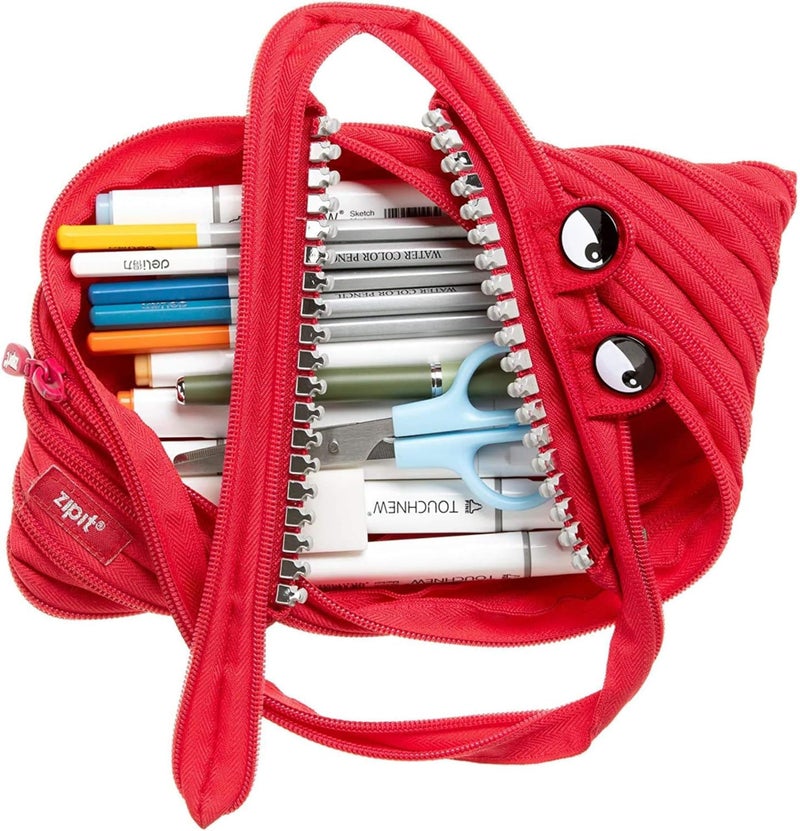 ZIPIT Grillz Large Pencil Case for Kids, Cute Zipper Pouch for Boys Girls and Teens, Stationery Bag for School ,Red - Image 2