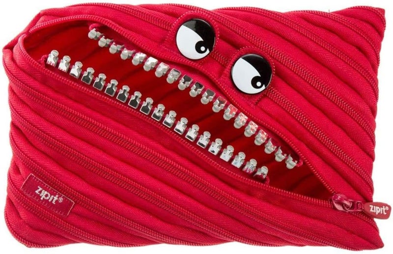 ZIPIT Grillz Large Pencil Case for Kids, Cute Zipper Pouch for Boys Girls and Teens, Stationery Bag for School ,Red - Image 1