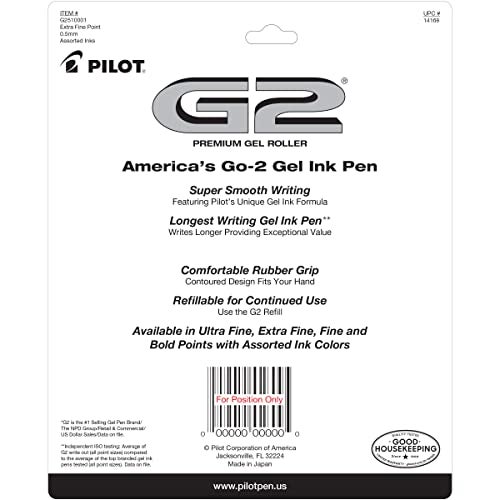 Pilot G2 Premium Retractable Gel-Ink Rolling Ball Pens, Extra Fine Point (0.5mm), Assorted, 10/Pk (14168) - Image 3