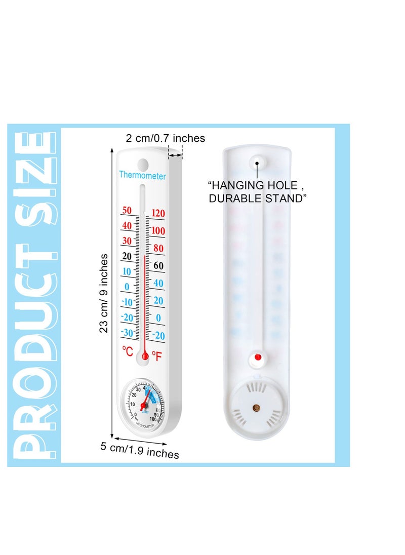 Vertical Outdoor Indoor Thermometer Hygrometer, Wireless Wall-Mounted Thermometer Humidity, with Fahrenheit Celsius, for Indoor, Greenhouse, Garden, Cellar, Closet, Fridge (6 Pcs)