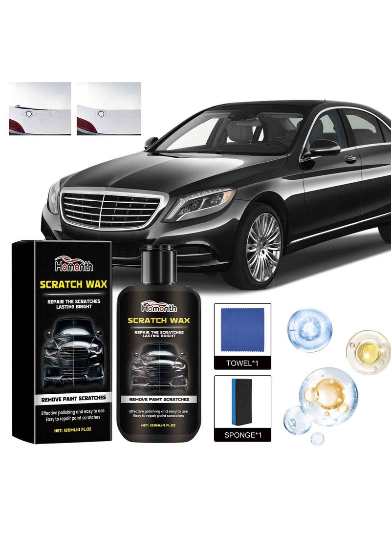 Homonth Car Scratch Repair Paste Scratch Repair Wax for Car, Car Scratch Remover Paste Polishing Wax Professional Car Scratch Remover Kit with Wipe & Sponge for Deep Scratches 120ML  - Image 2