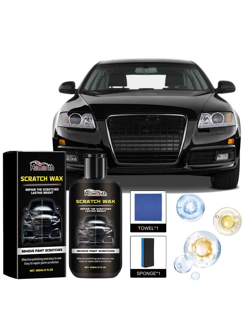Homonth Car Scratch Repair Paste Scratch Repair Wax for Car, Car Scratch Remover Paste Polishing Wax Professional Car Scratch Remover Kit with Wipe & Sponge for Deep Scratches 120ML  - Image 3