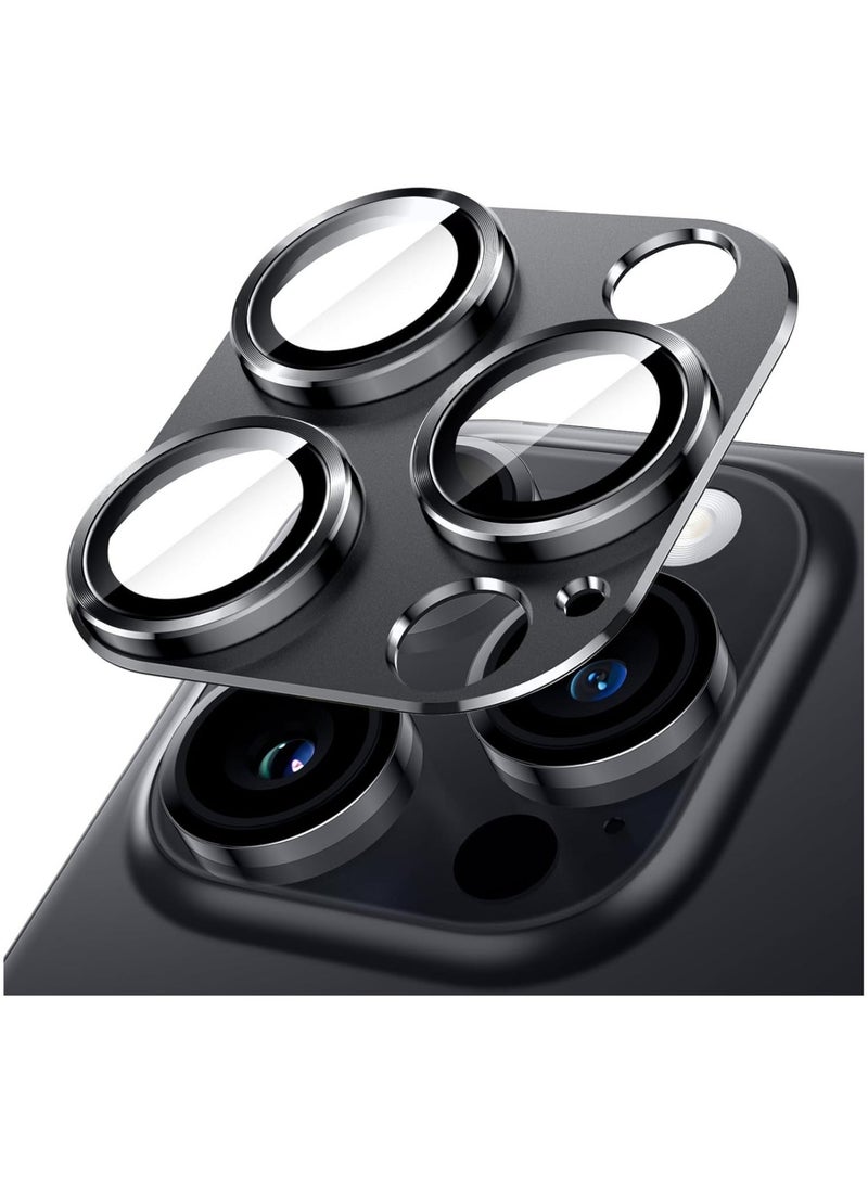 Raxoom Camera Lens Protector for iPhone 14 Pro 6.1-Inch and iPhone 14 Pro Max 6.7-Inch, Full Coverage 9H Tempered Glass Ring Cover, Matte Metal Plate, Case Friendly, 1-Pack (Space Black) - Image 1