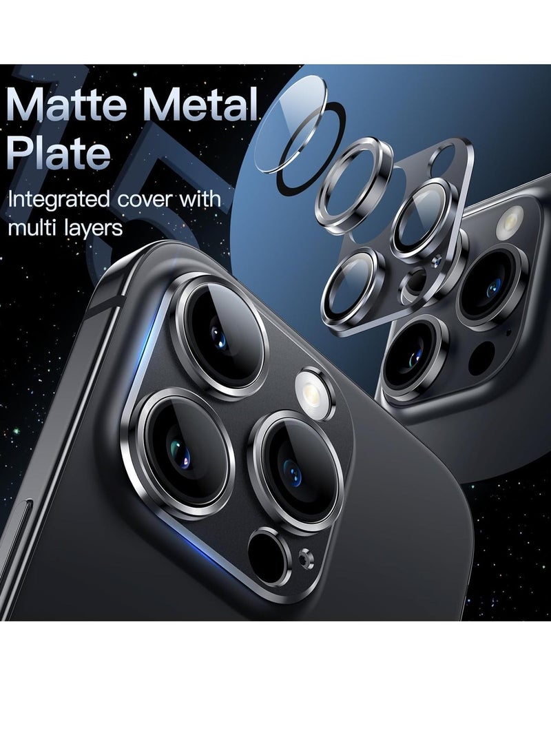 Raxoom Camera Lens Protector for iPhone 14 Pro 6.1-Inch and iPhone 14 Pro Max 6.7-Inch, Full Coverage 9H Tempered Glass Ring Cover, Matte Metal Plate, Case Friendly, 1-Pack (Space Black) - Image 2