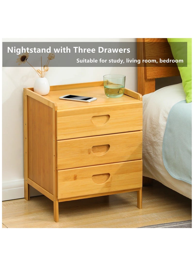 HXDream Bedside Table,Nightstand With three drawers,Suitable for study, living room, bedroom  - Image 2