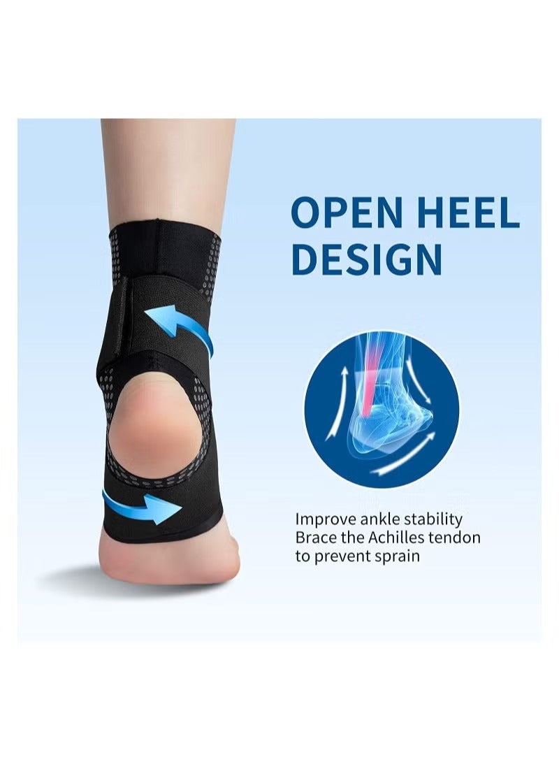 Ankle Braces, Ultra Thin Breathable Adjustable Nonslip Compression Ankle Braces for Plantar Fasciitis Stabilizing Ligaments, Sports Injury Recovery Straps for Ankle Sprain Rehabilitation (Black) - Image 3