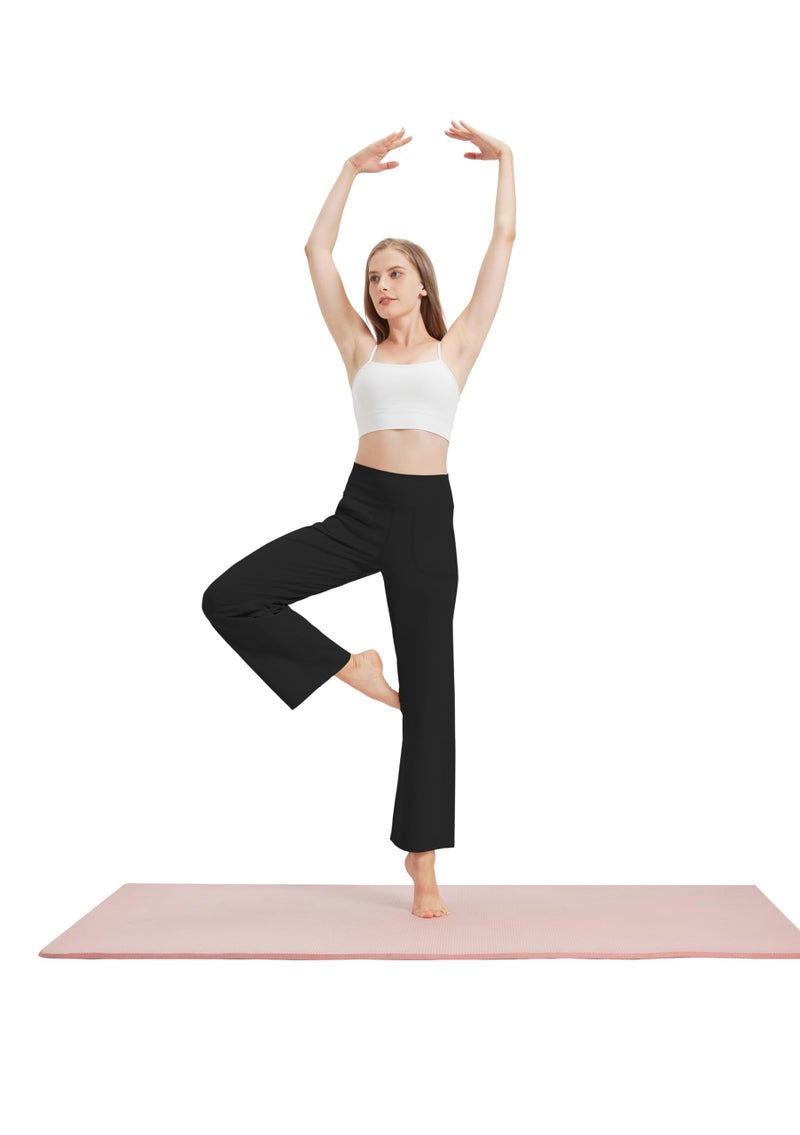 VIMPEP Wide Leg Pant Women with Pockets High Waist Loose Yoga Pants Stretch Gym Dress Casual Sweatpants Petite 107 31 Black XL - Image 4