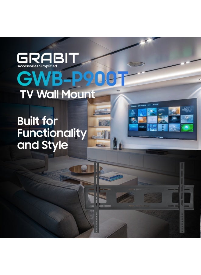 إلتقطه حامل حائط للتلفزيون شديد التحمل من جرابيت (GRABIT) للشاشات المسطحة والمنحنية مقاس 60-120 بوصة، سعة تحميل قصوى فائقة القوة 150-200 كجم، تصميم نحيف وقريب من الجدار 63 ملم، متوافق مع معيار فيسا حتى 600×900 ملم، تركيب سهل وسريع - Image 2